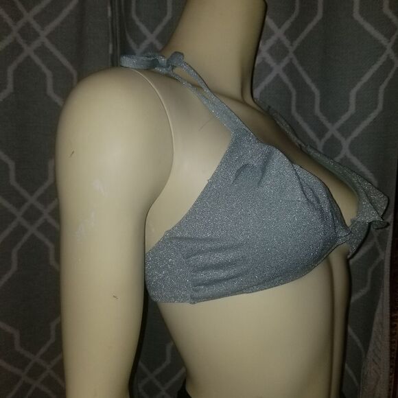 No Boundaries Junior's Bikini Swim Top size Small green and silver - Picture 3 of 9